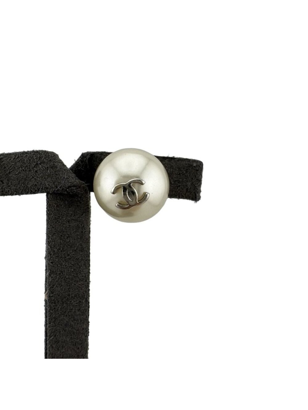 Chanel CC Logo Faux Pearl Earrings One Side Only 98P Metal White Silver